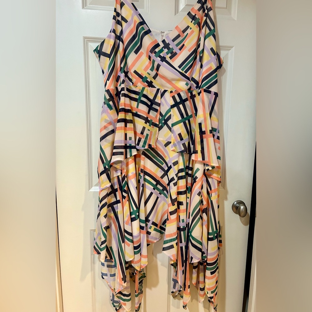 Eloquii Colorful Geometric Midi Pattern Dress